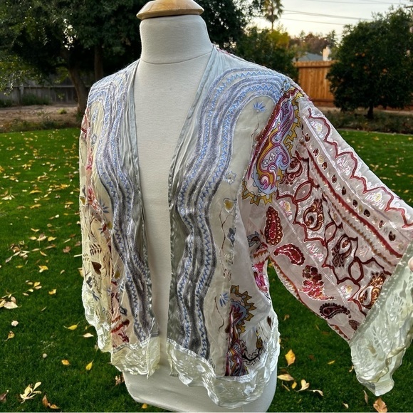Anthropologie Sheer Paisley Patchwork Kimono - Picture 2 of 13